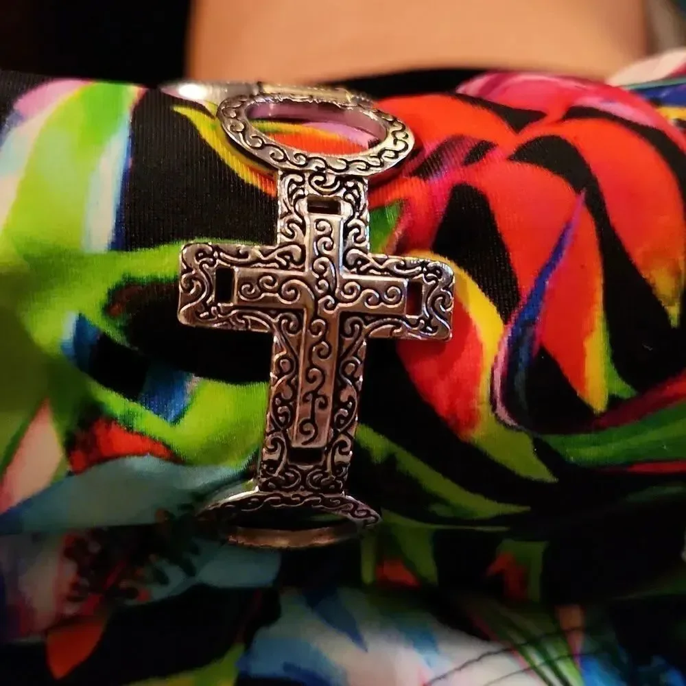 Geneva Oval Watch Religious Bangle Cuff